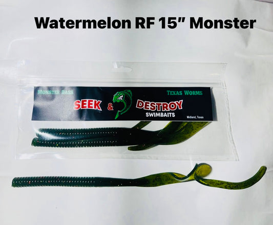 Texas 15” Monsterbass Watermelon Red Flake Worm