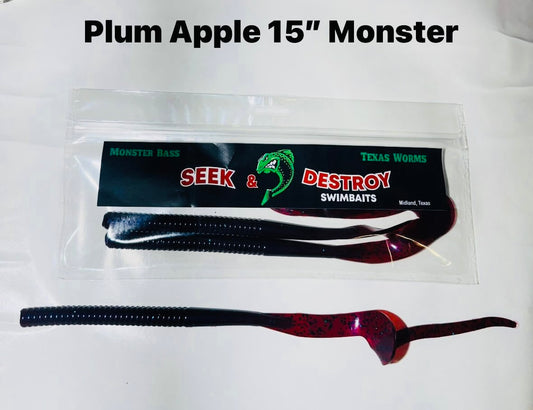 Texas 15” Monsterbass Plum Apple Worm